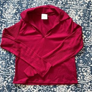 Fitted Maroon/Magenta Long-Sleeve Top